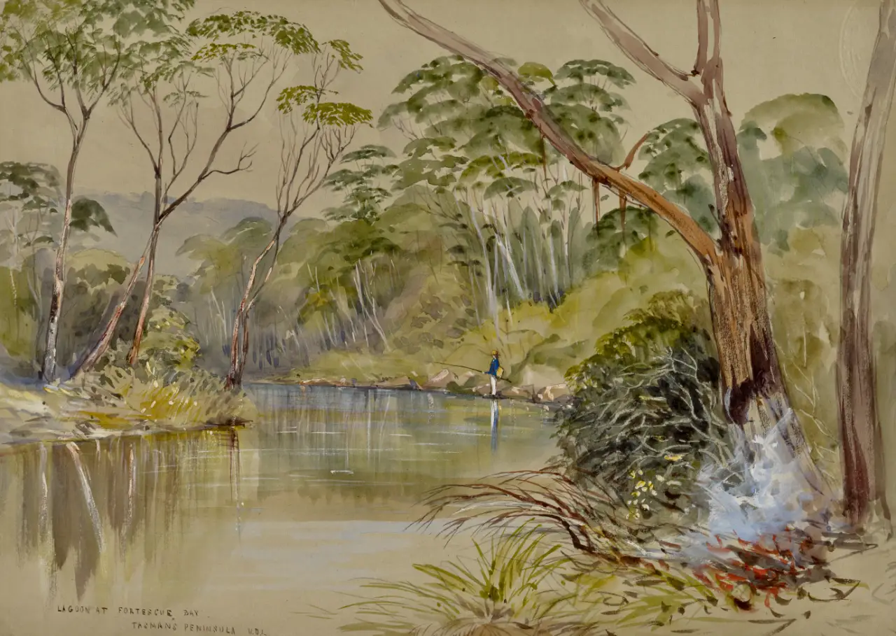 Francis Guillemard Simpkinson De Wesselow (1819 - 1906) Lagoon at Fortesque Bay