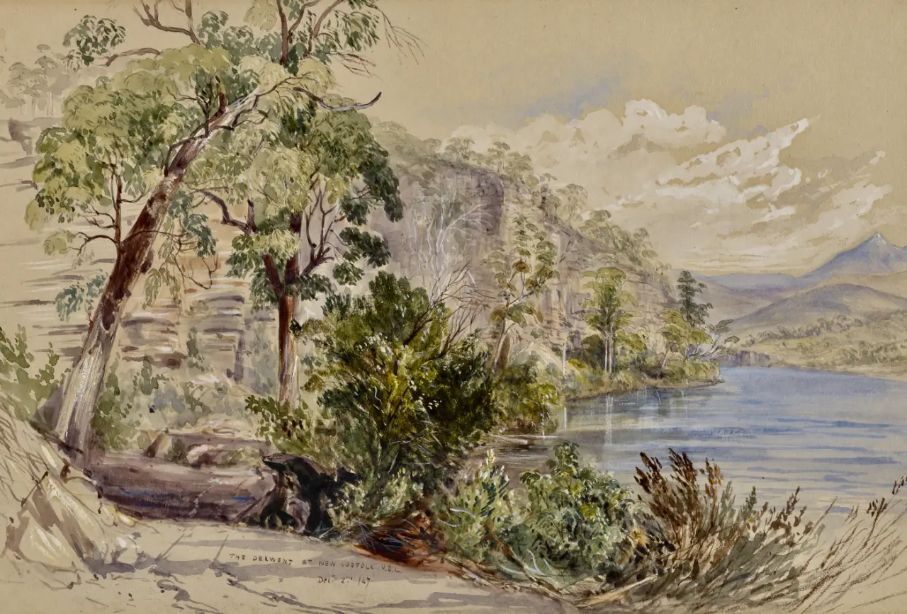 Francis Guillemard Simpkinson De Wesselow (1819 - 1906) The Derwent at New Norfolk, Van Diemens Land