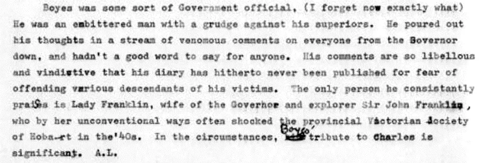 Extracts from manuscript diary of George Boyes (1p.) [https://nla.gov.au/nla.obj-954225481]