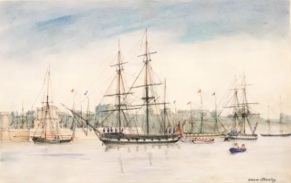 HMS Beagle off Fort Macquarie, Sydney Harbour