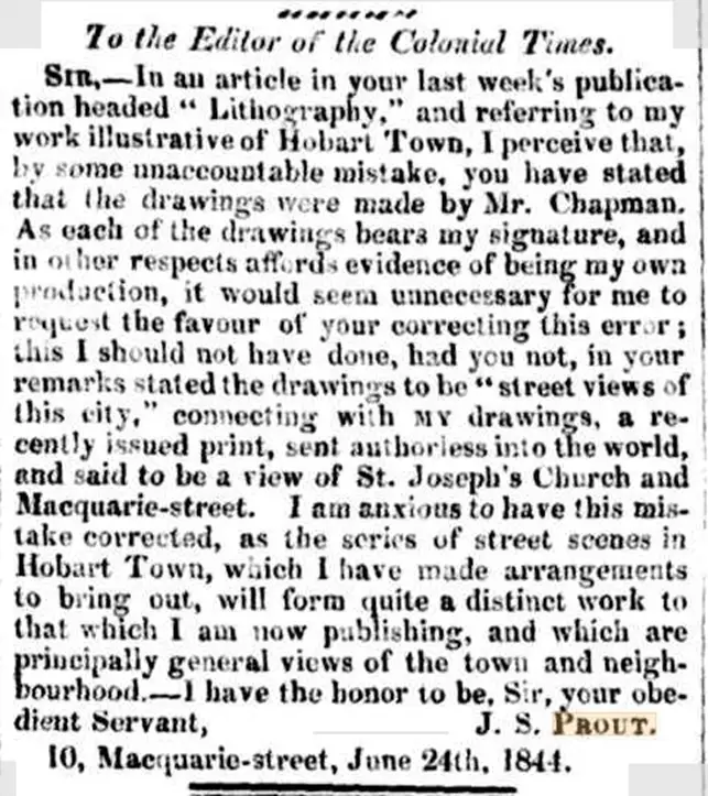 The Colonial Times 24 June 1844.