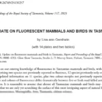 Update on fluroescent mammals and birds in Tasmania
