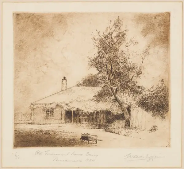 Old Government House dairy, Parramatta, N.S.W.,
William Arthur Wiggins. State Library of NSW.