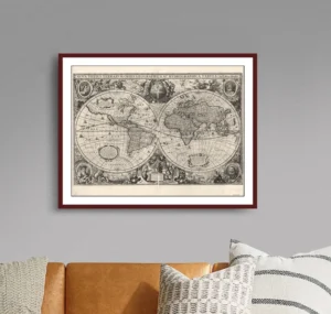 World, Henricus Hondius 1630.  Archival Print from The RST Map Collection