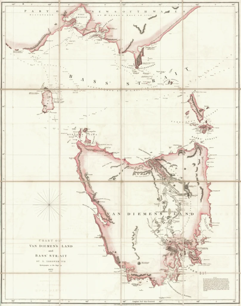 Chart of Van Diemen's Land and Bass’ Strait  Archival Print from The RST Map Collection