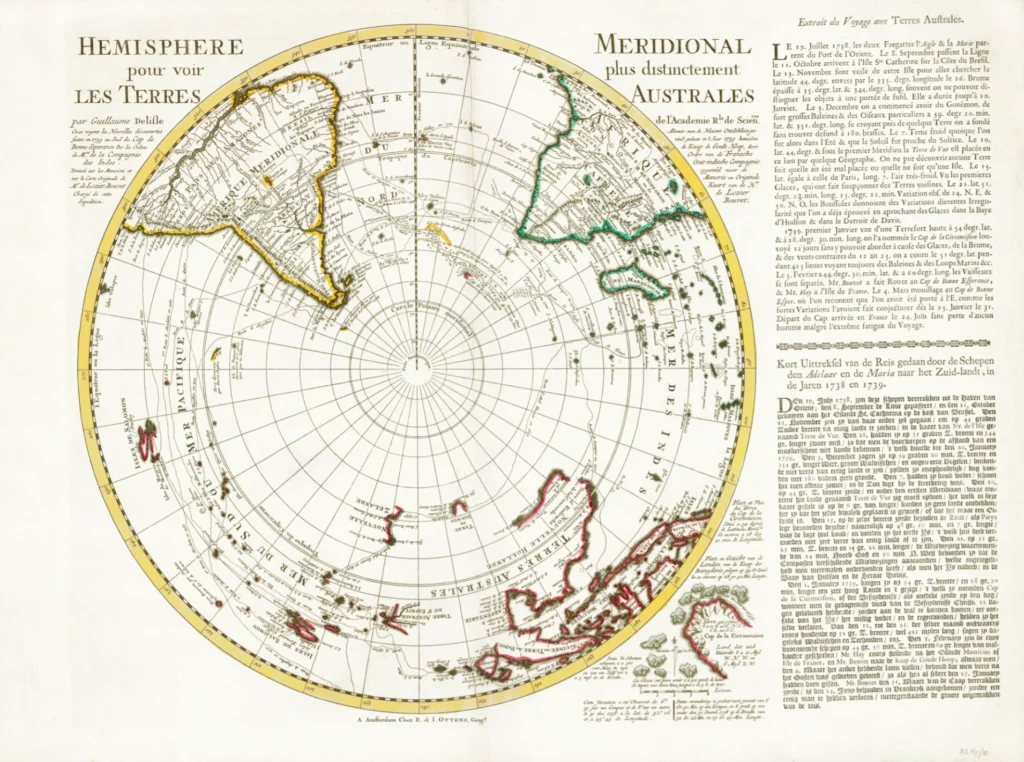 Southern Hemisphere c 1740 Archival Print from The RST Map Collection