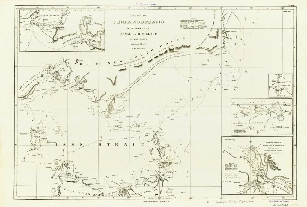 Bass Straits and the Islands, M. Flinders, 1814.  Archival Print from The RST Map Collection