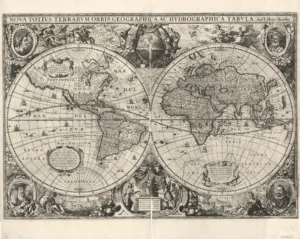 World, Henricus Hondius 1630.  Archival Print from The RST Map Collection