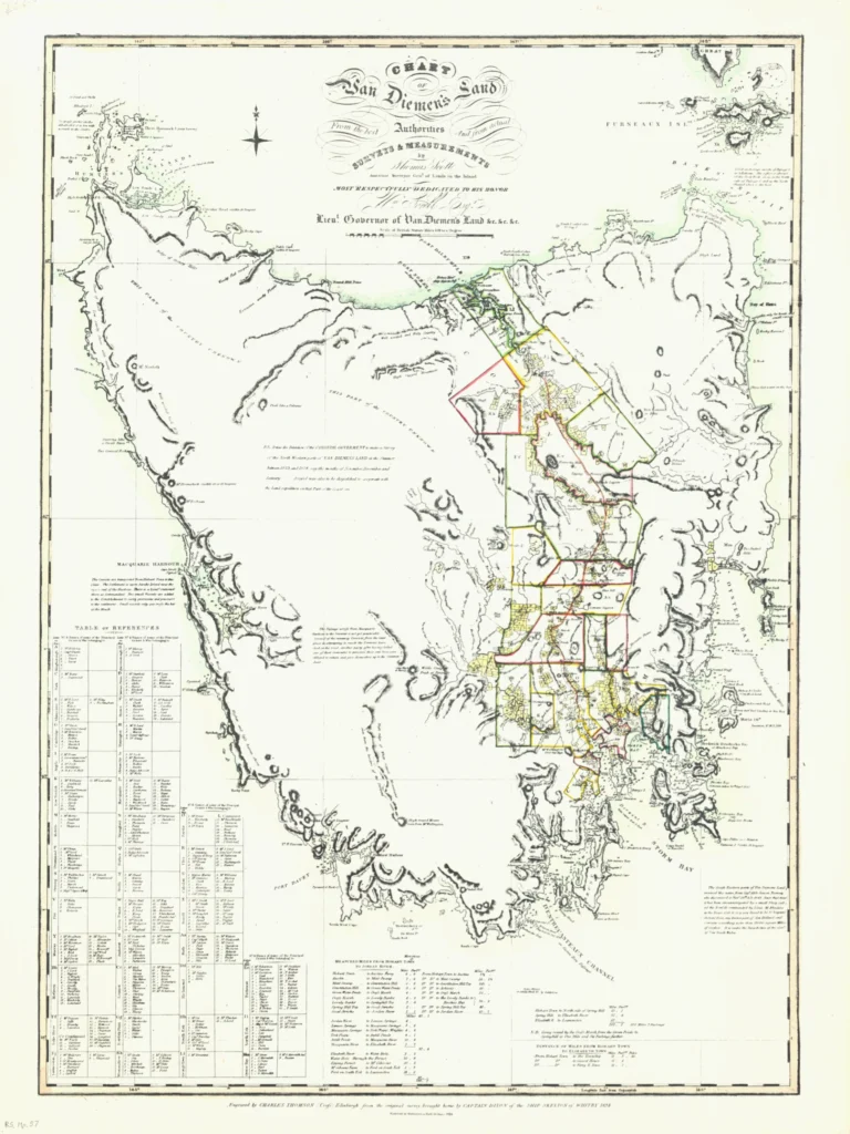 Chart of Van Diemen's Land 1824  Archival Print from The RST Map Collection 